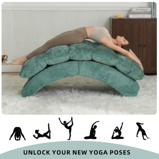 QAK Yoga Chaise Lounge Chair for Adults, Recliner, 300Lbs Capacity Large Yoga Sofa Chair with Removable Chenille Fabric, Rocking Chair for Living Room, Bedroom, Wooden Frame